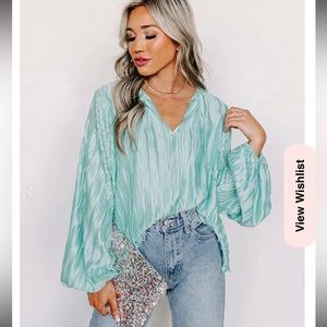 NWT Impressions Aqua Posh Days Pleated Shift Top.